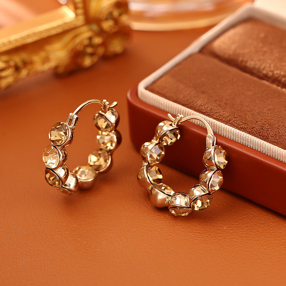 Coffee Color Rhinestone Fashion Exquisite Generous Niche Ear Rings