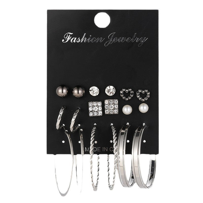 Metal Irregular Geometry Pairs Earings Vintage Pearl Earrings
