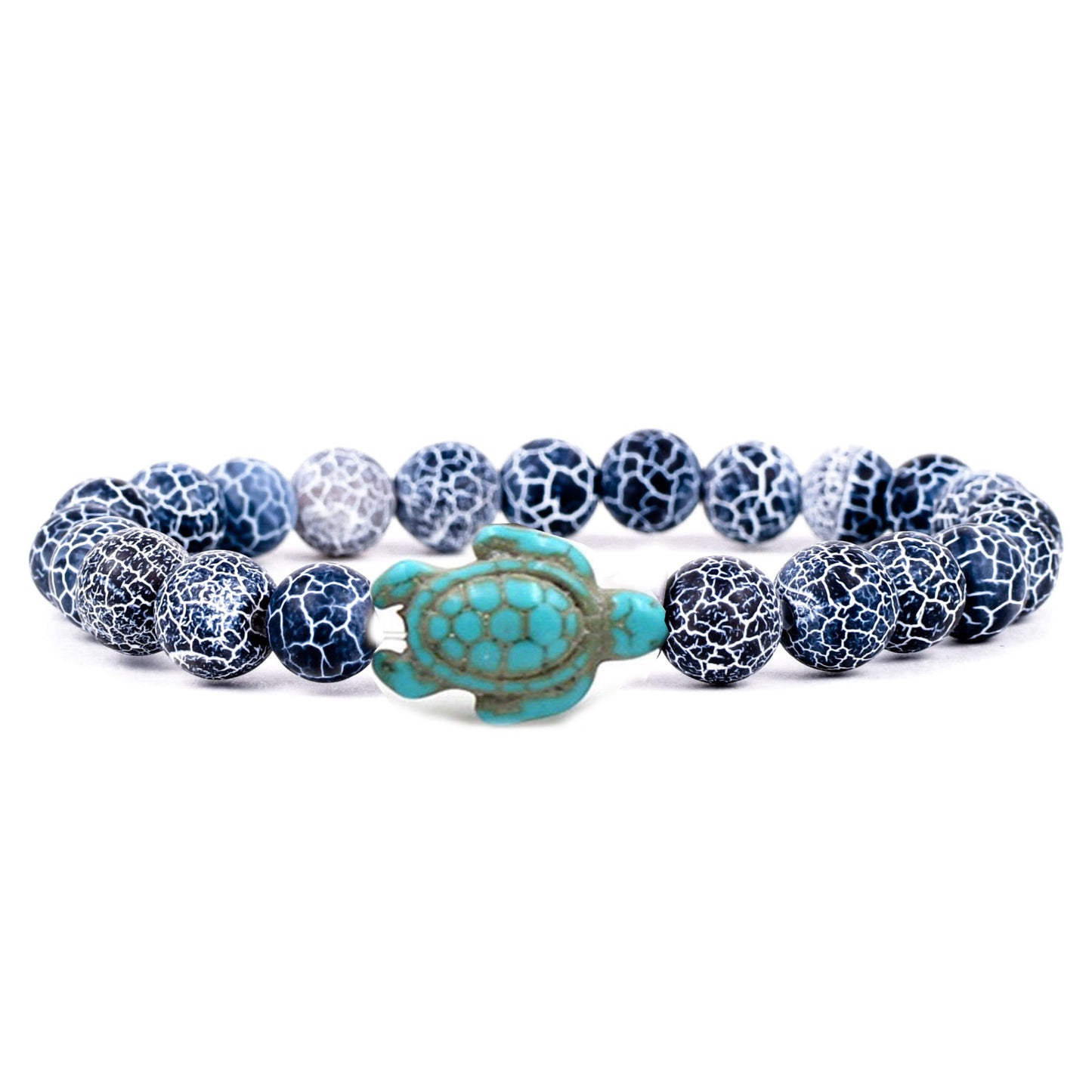 Turtle Turquoise Volcanic Rock White Beads Bracelets