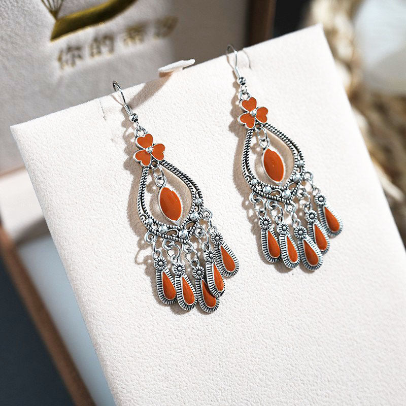 Your Delicate Dripping Oil Retro Alloy Small Ethnic Earrings