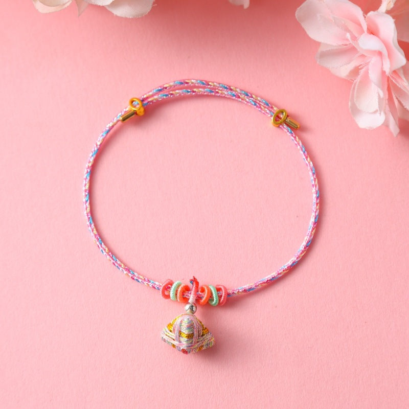 Children's Colorful Braided Rope Wrist String Safe Red Bracelet