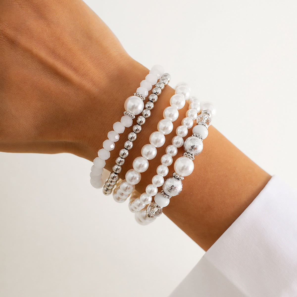 French Beaded Love Simple Imitation Pearl Bracelets