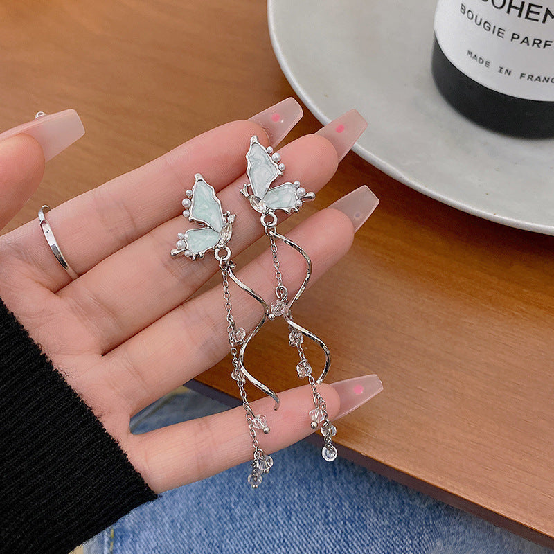 Women's Special Butterfly Tassel Light Luxury Minority Design Stud Earrings