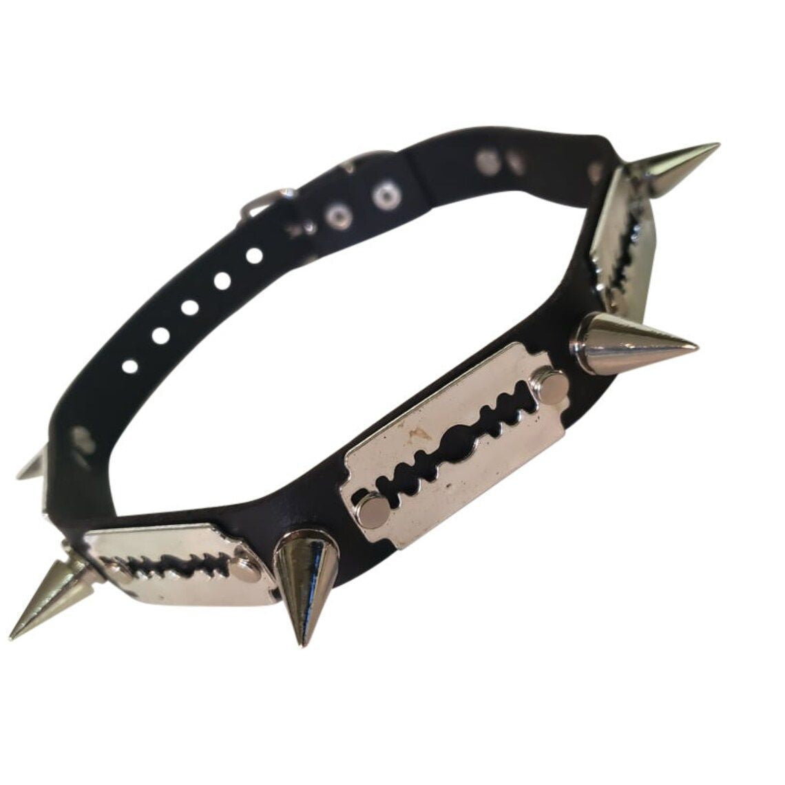 Men's Fashion Punk Leather Neck Pin Buckle Collar