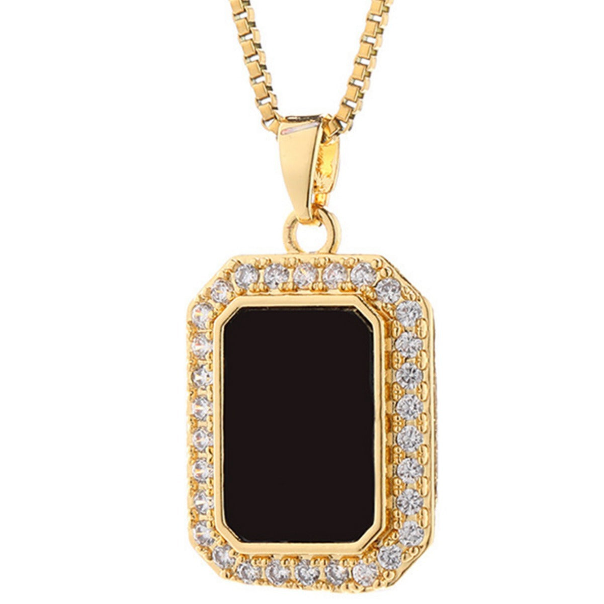 Minimalist Titanium Steel For Black Rectangular Necklace