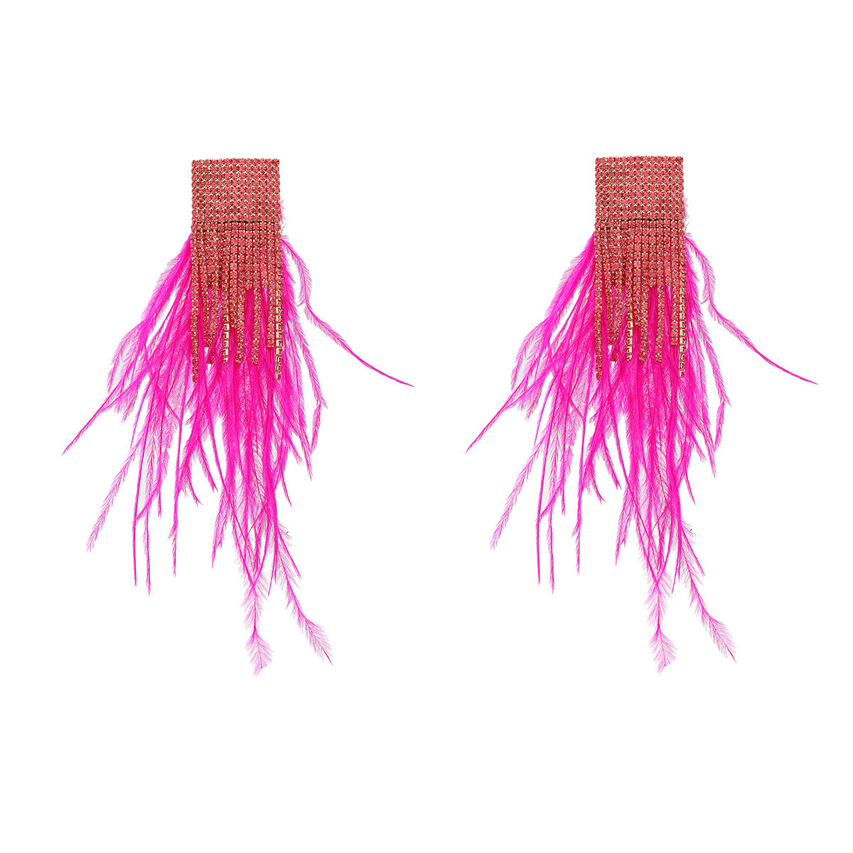 Women's Alloy Diamond Long Feather Tassel Bohemian Earrings