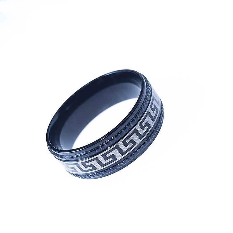 Men's Pattern Fashion Embossing Trendy Titanium Does Rings