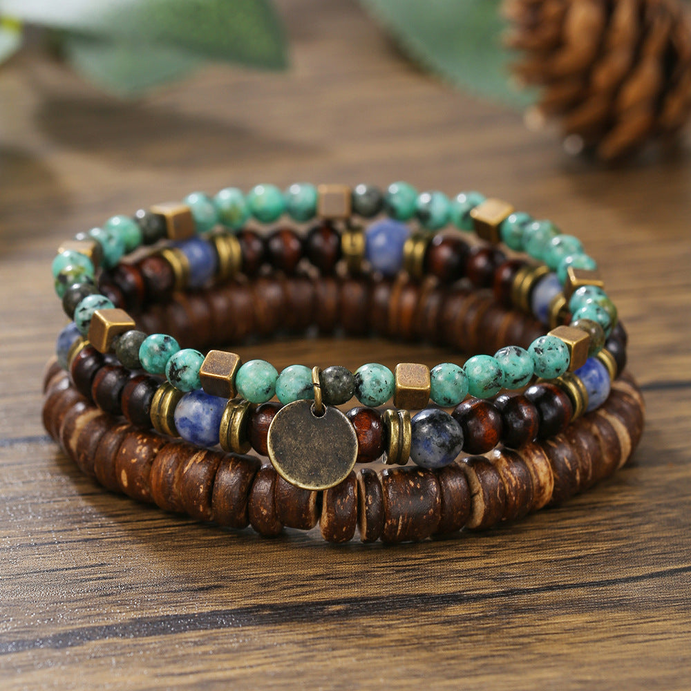 Men's Coconut Shell Hip Hop Punk Retro Bracelets