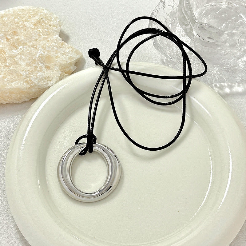 Trendy Commute Minimalist Wax Rope Ornament Necklaces