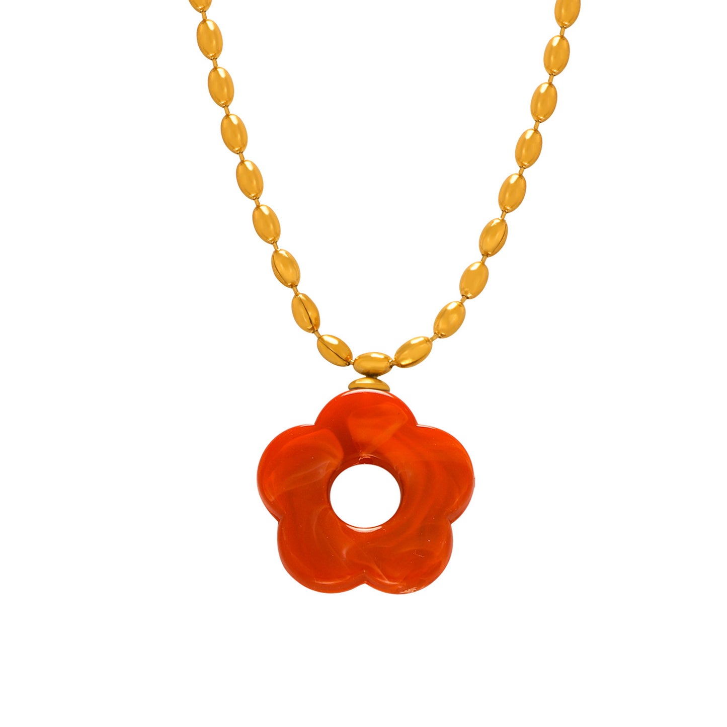 Women's Simple Sweet Fashion Titanium Steel Gold-plated Chain Flower Jewelry Set