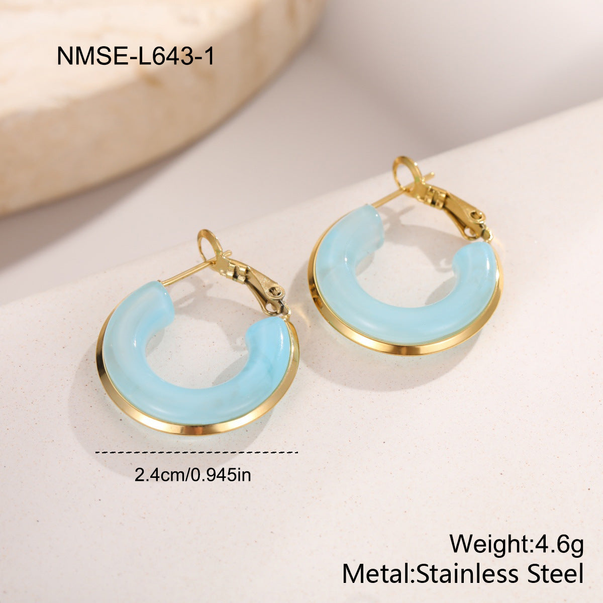 Stainless Steel Fresh Color Irregular Resin Female Niche Design Earrings