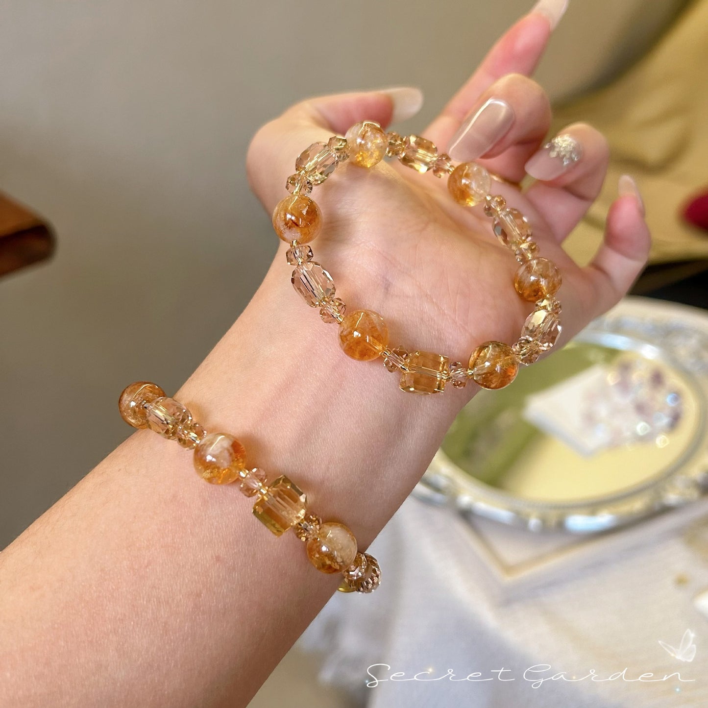Crystal Light Luxury High-grade Amethyst Citrine Pink Twin Natural Bracelet