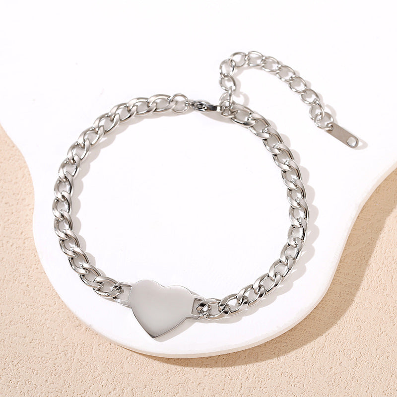 Blank No Words Material Stainless Steel Cuban Link Chain Laser Bracelet