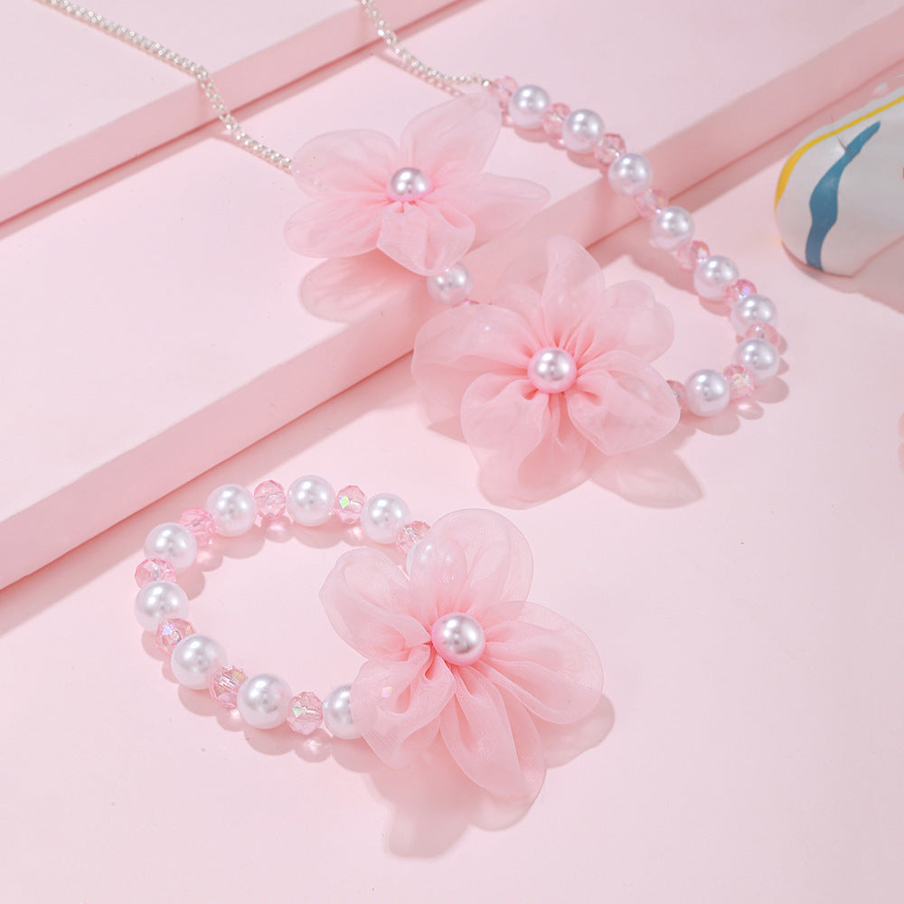 Children's Tulle Flower Pearl Cute Princess Series Bracelets