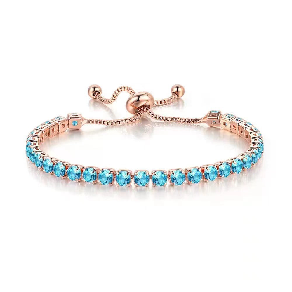 Women's Round Single Row Full Diamond Adjustable Bracelets