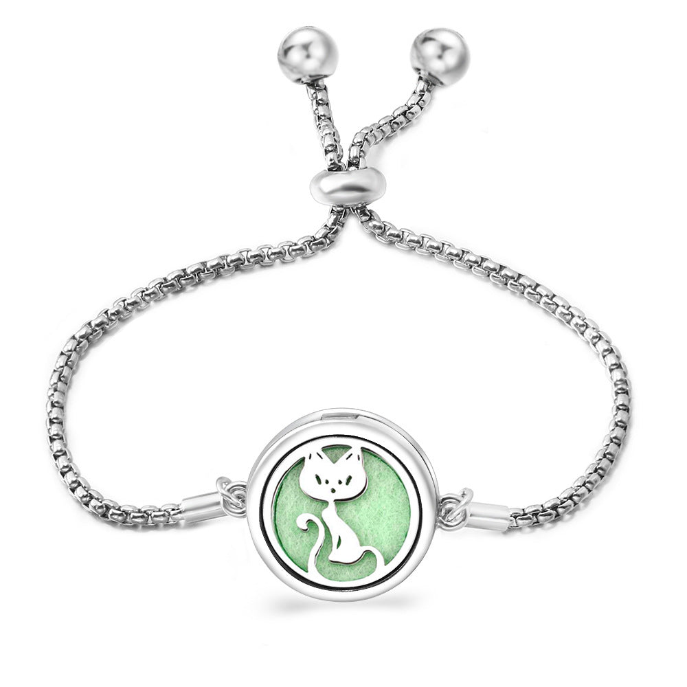 Fashion Angel Wings Box Essential Oil Diffuser Stainless Steel Adjustable Bracelet