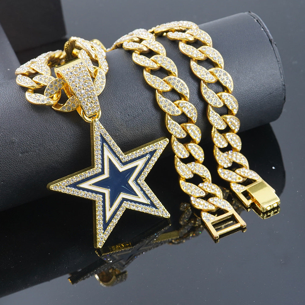 Blue Dripping Dallas Cowboy Rugby Team Pendants