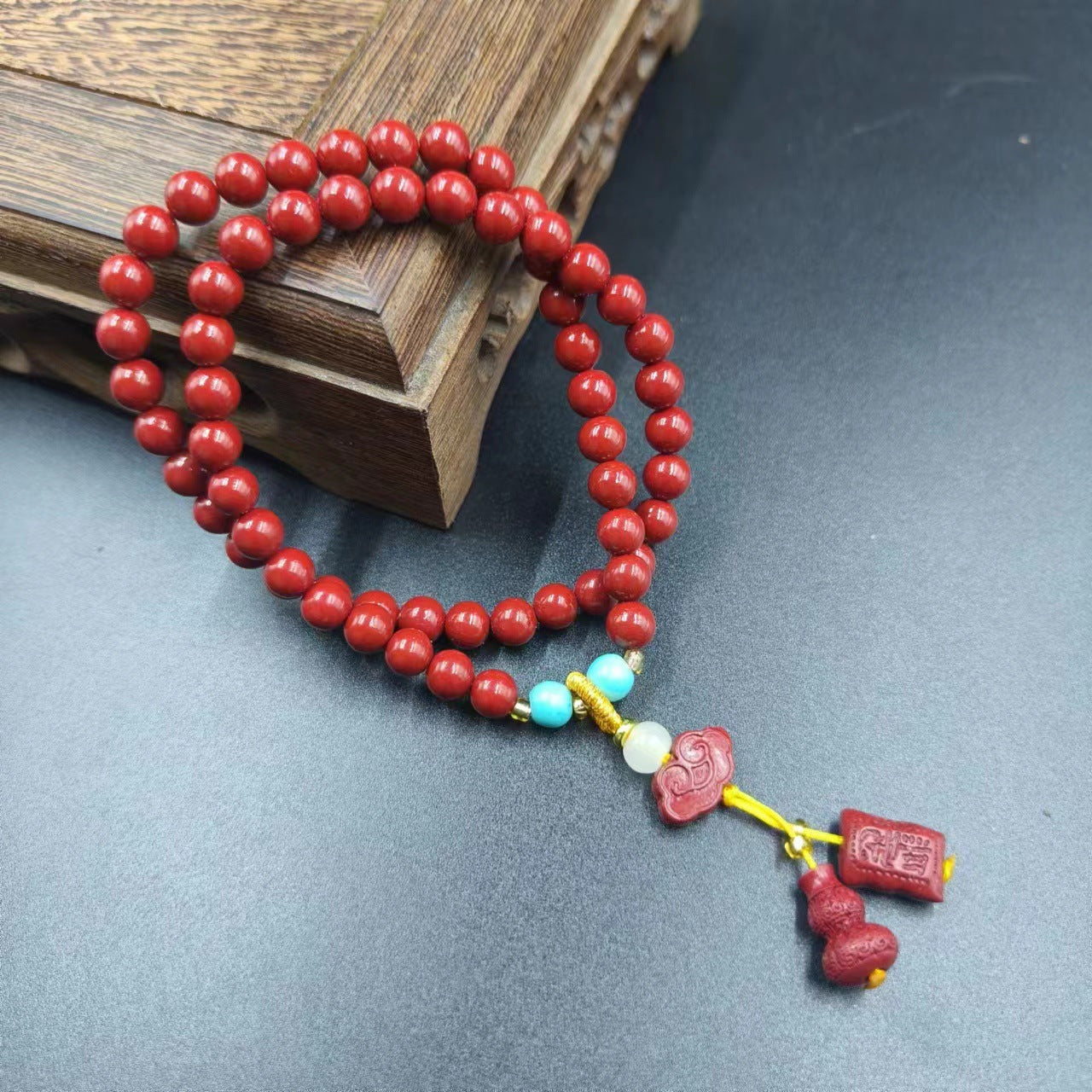 Women's & Men's Cinnabar Purple Gold Sand Single Circle Simple Buddha Beads Light Bracelet