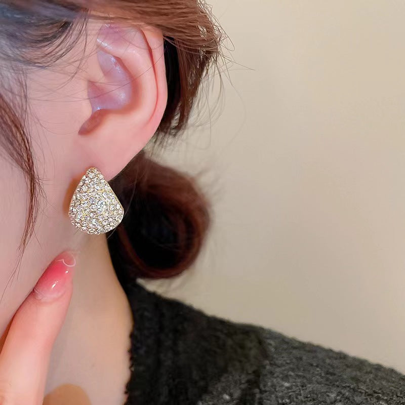 Women's Fashion Shiny Diamond Water Drop Ear Clip Light Luxury Earrings