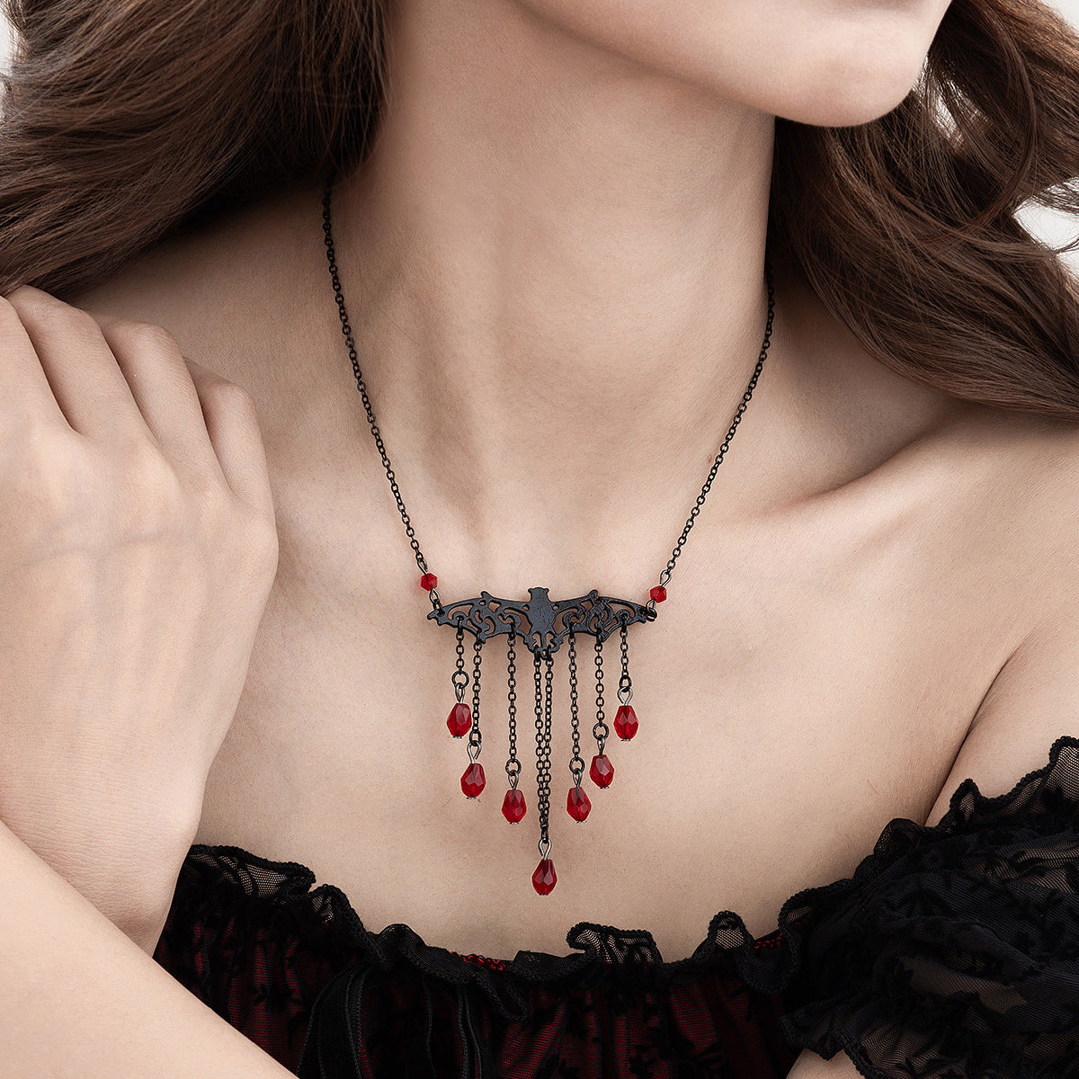 Love Blood Drop Dark Crystal Beads Necklaces