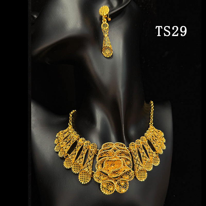 Gold Plated Female Bridal Wedding Imitation Jewelry Set