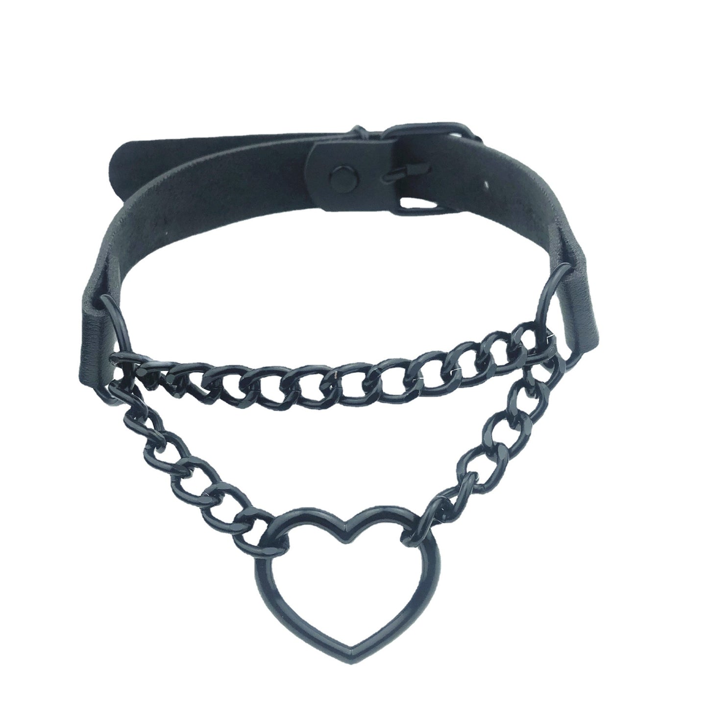 Heart Shaped Black Chain Neckband Fashion Collar