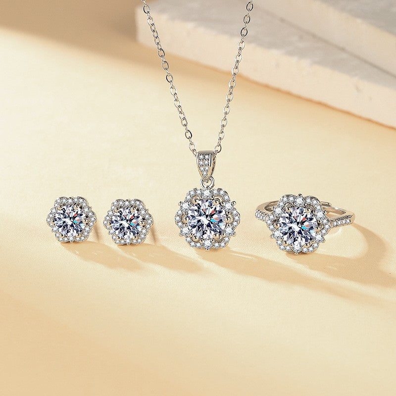 Women's Blue Red Yellow Green Purple White Gemstone Zircon Princess Jewelry Set