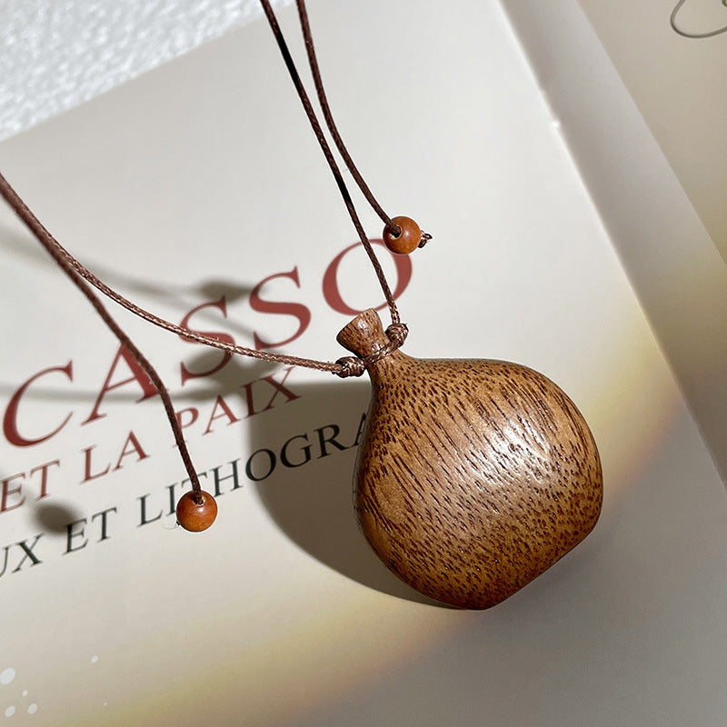 Finishing Wine Fairy Pot Sweater Chain Wooden Long Ethnic Necklace