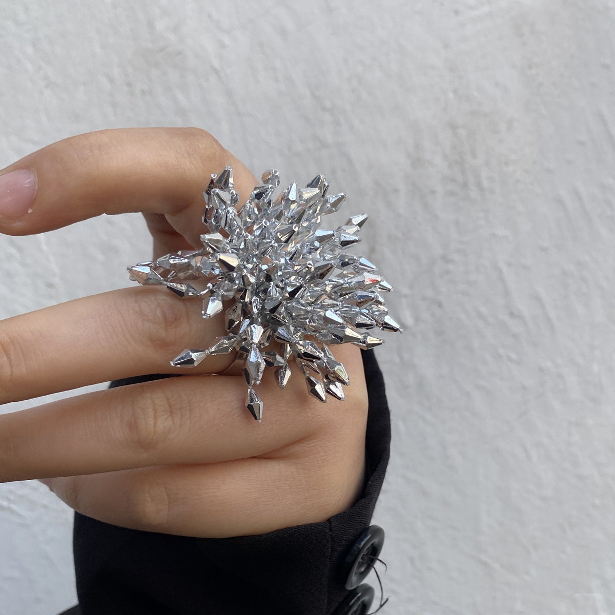 Crystal Fireworks Opening Adjustable Flower Finger Rings