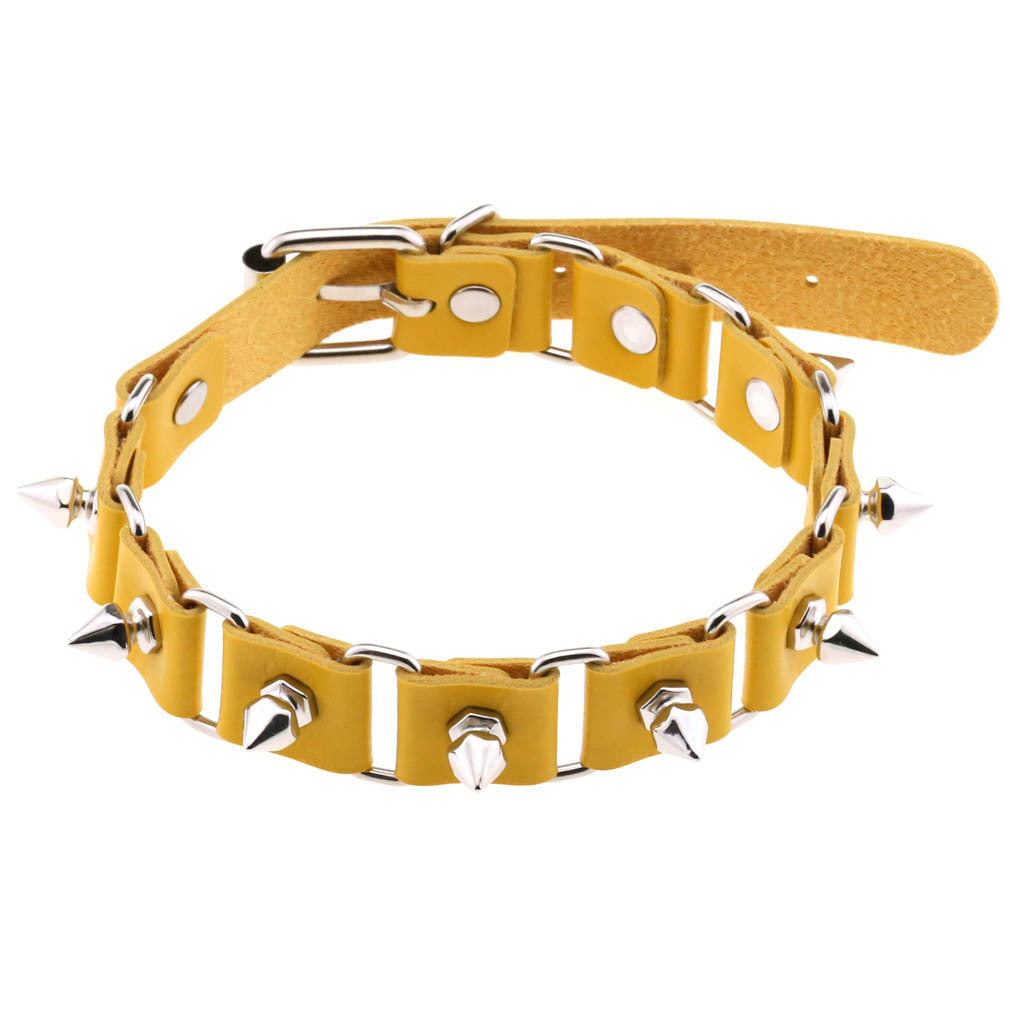 Gothic Elegant Stitching Neckband Personality Trend Buckle Spike Collar