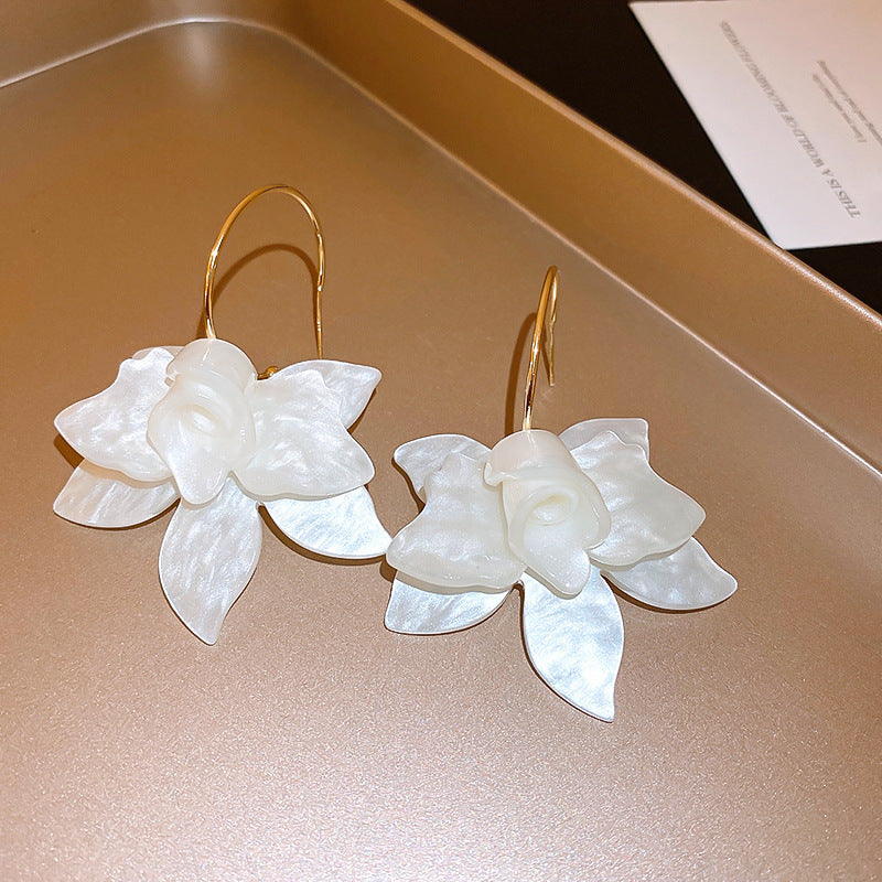 Net Yarn Flowers Tassel Fresh Sweet Earrings