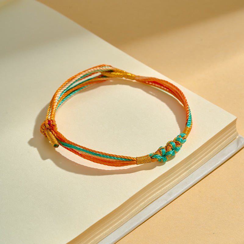 Children's Rope Hydrangea Carrying Strap Hand-woven Peach Bracelet