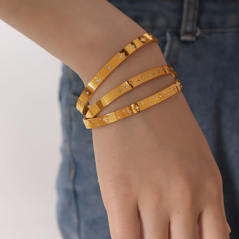 Zircon Design Gold-plated Titanium Steel Fashion Bracelets