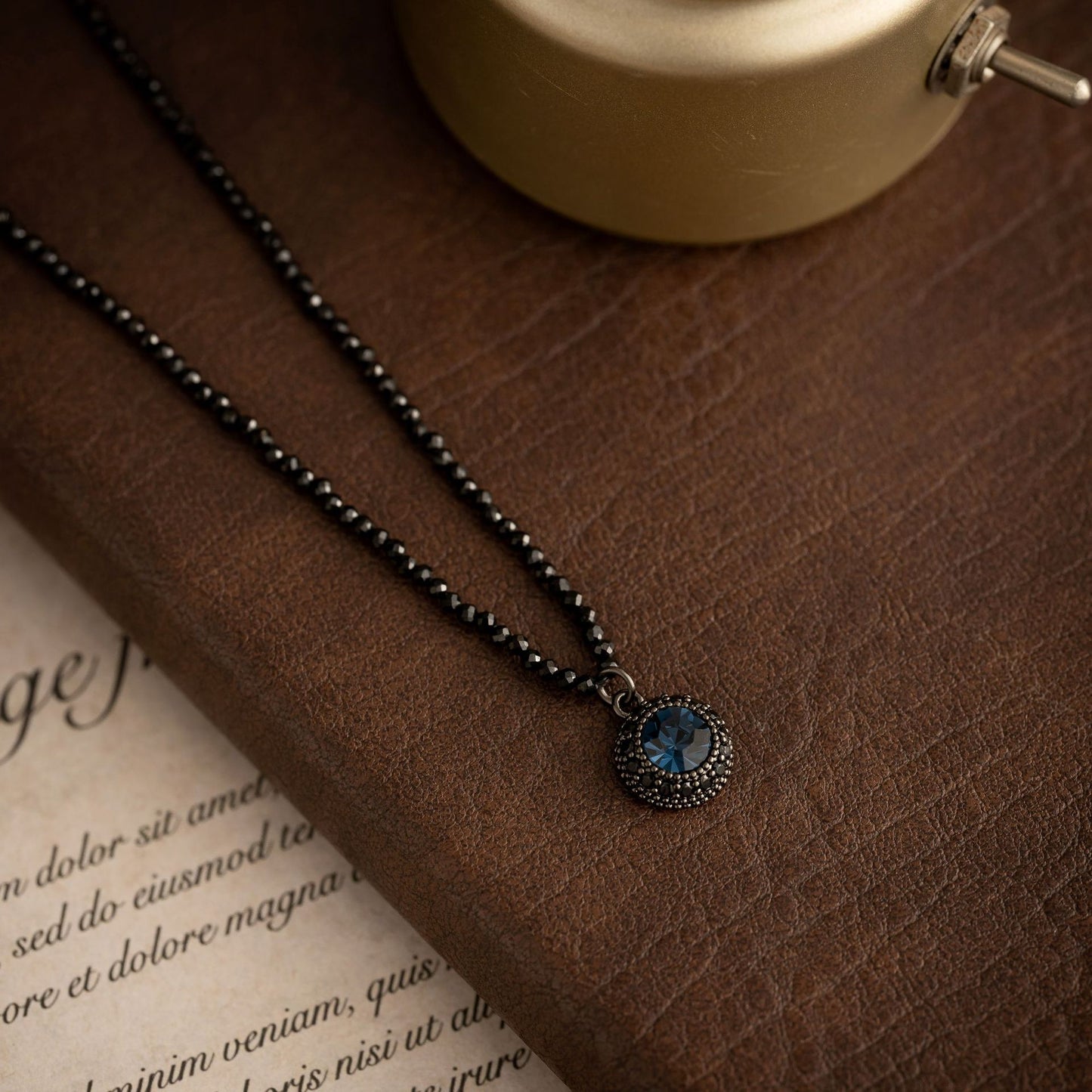 Trendy Cool Ink Blue Zircon Three-piece Pendants