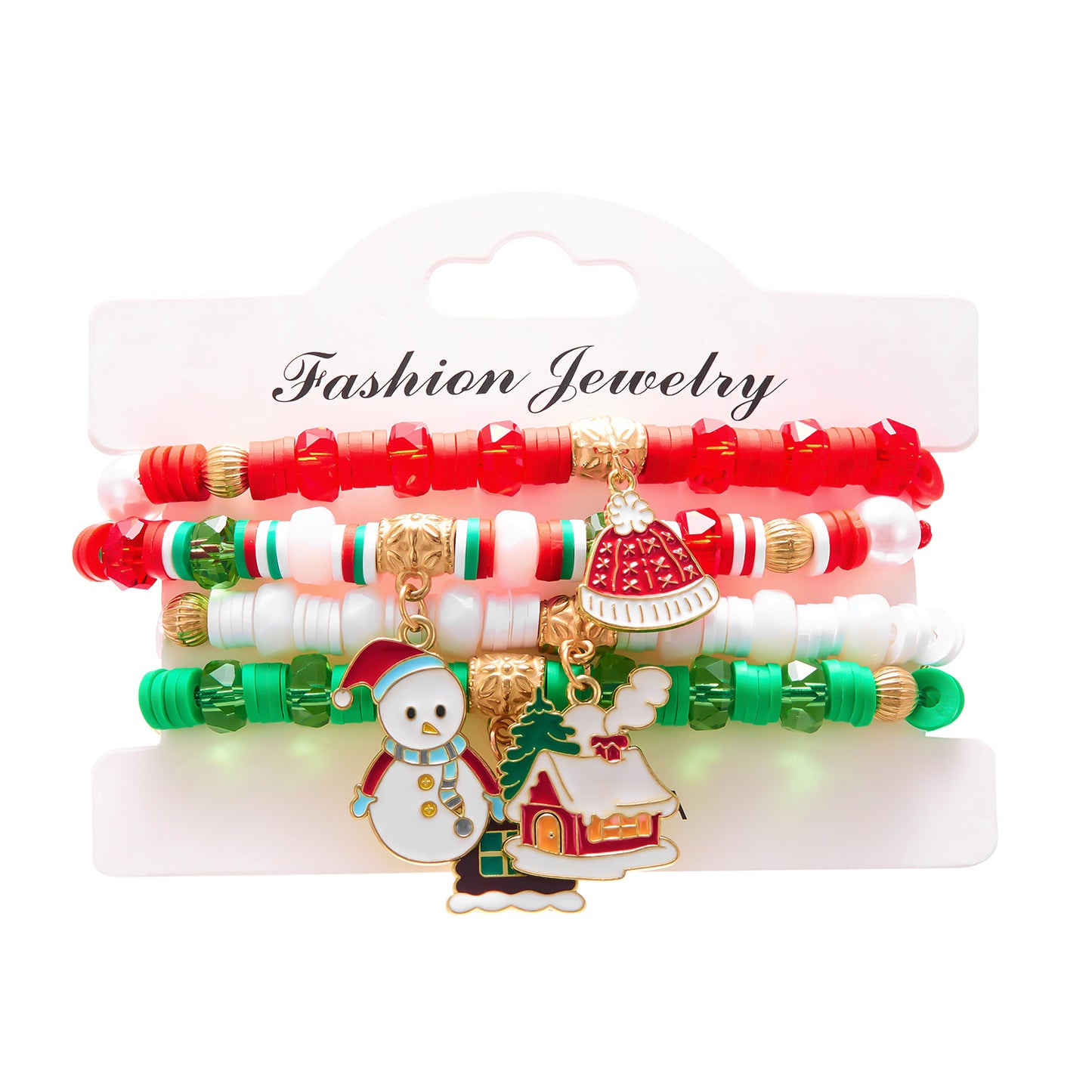 Festival Colorful Woven Santa Elk Polymer Clay Bracelets