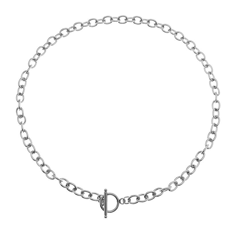 Women's & Men's Street Thick Chain Hollow Buckle Couple Necklace