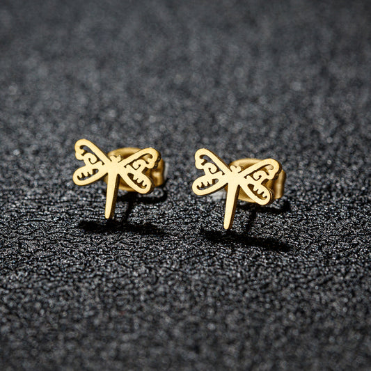 Steel Mini Niche Dragonfly Sweet Ear Rings