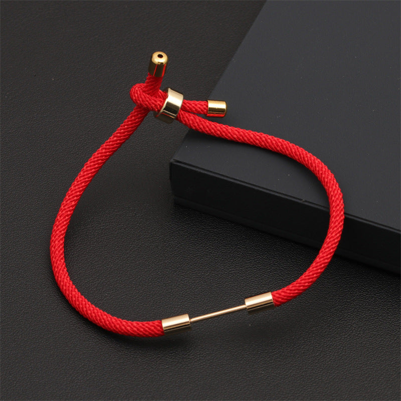 Women's Colorful Woven Red Milan Rope Adjustable Crown Bracelets