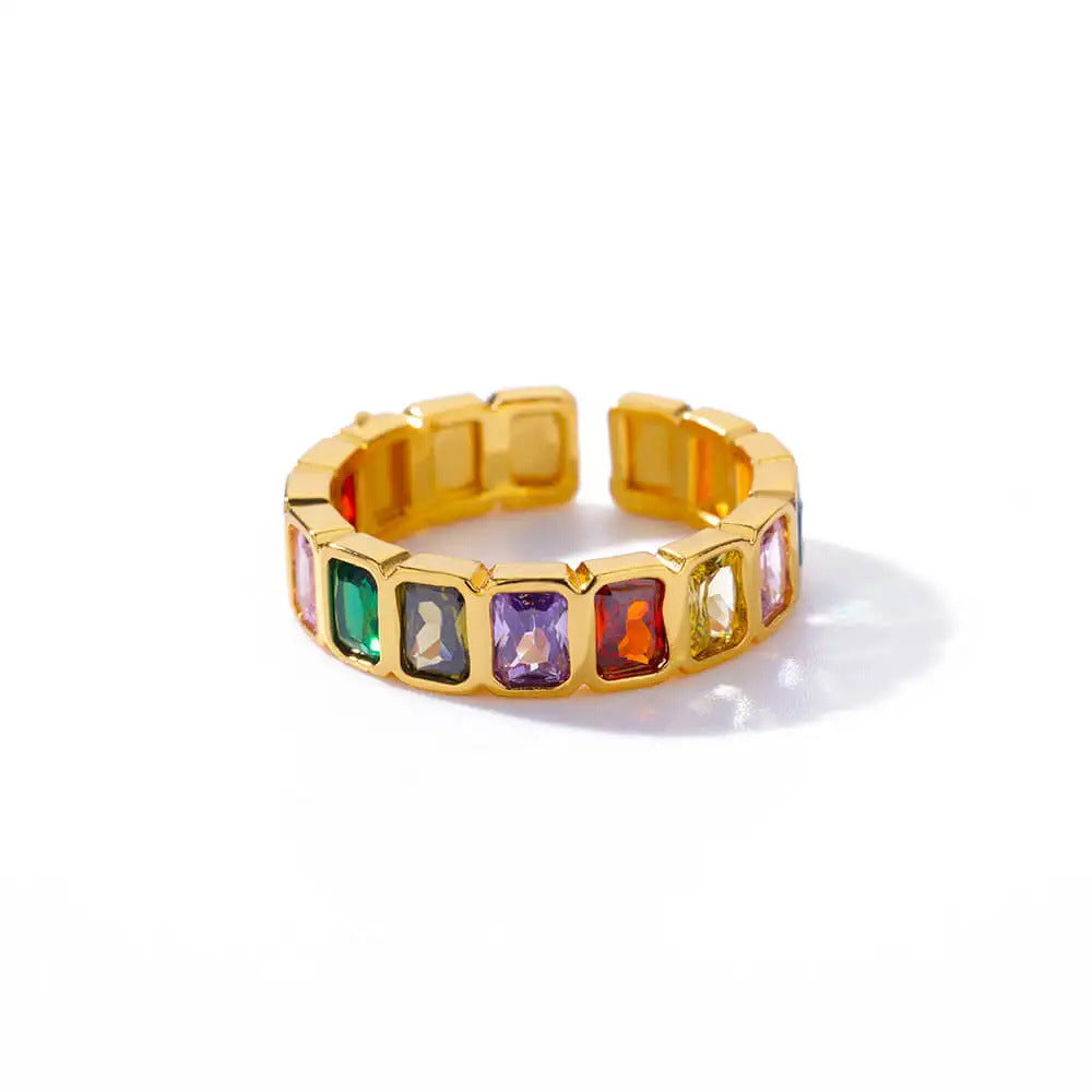 Women's Color Zircon Gold Personalized Simple High Rings