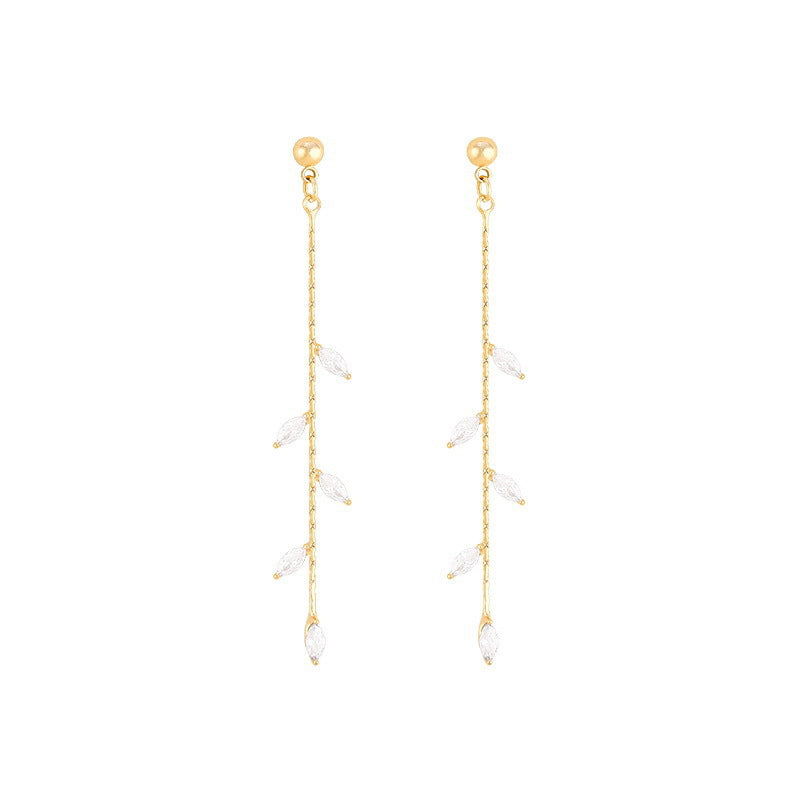 Women's Leaf Temperament Ear Female Water Drop Earrings
