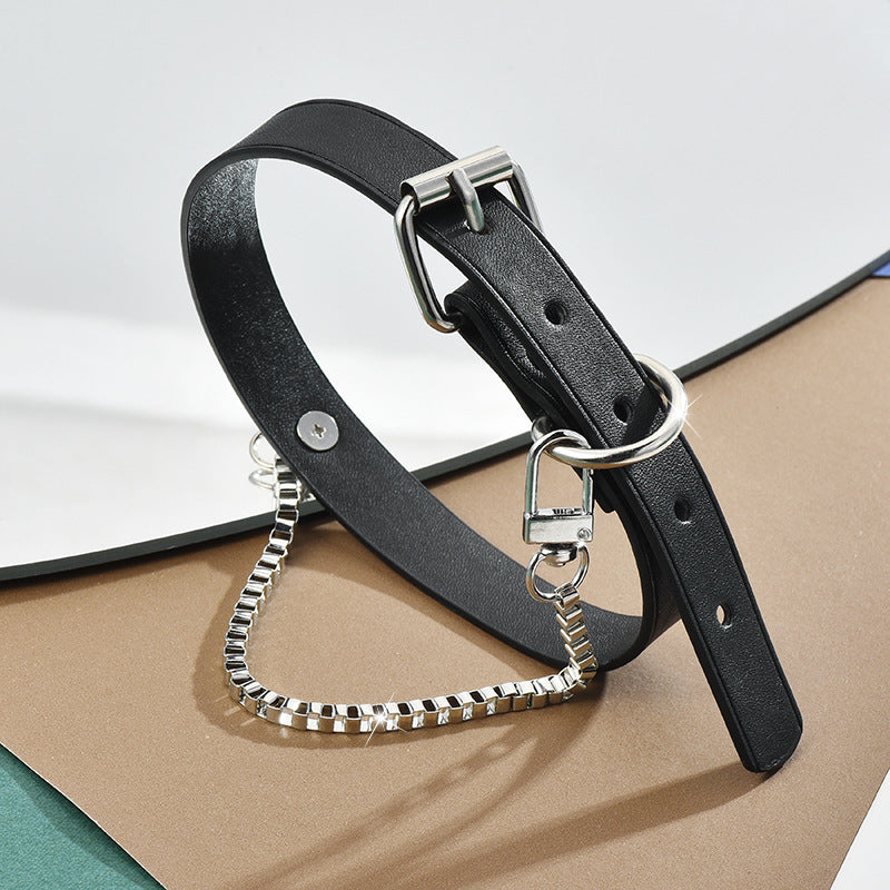 Women's Punk Box Chain Titanium Steel Rock First Layer Collar