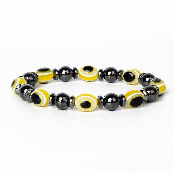 Women's & Men's Stone Stretch Blue Eye Oval Flat Bracelets