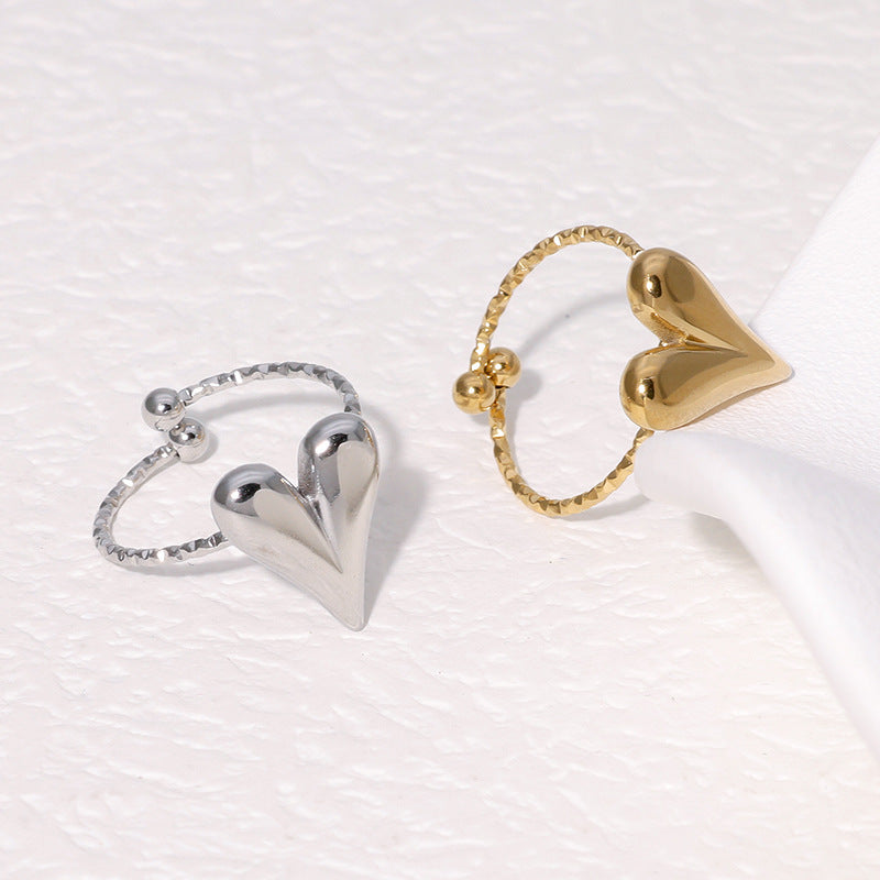 Fading Love Heart-shaped Open French Retro Rings