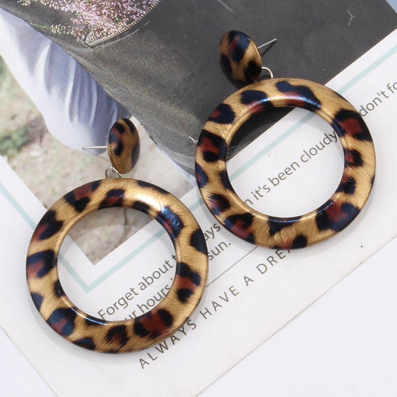 Women's Fashion Leather Trendy Exaggerated Big Round Earrings