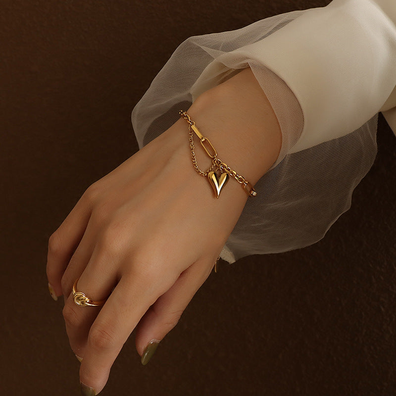French Tassel Love Cold Style Titanium Steel Gold Bracelets