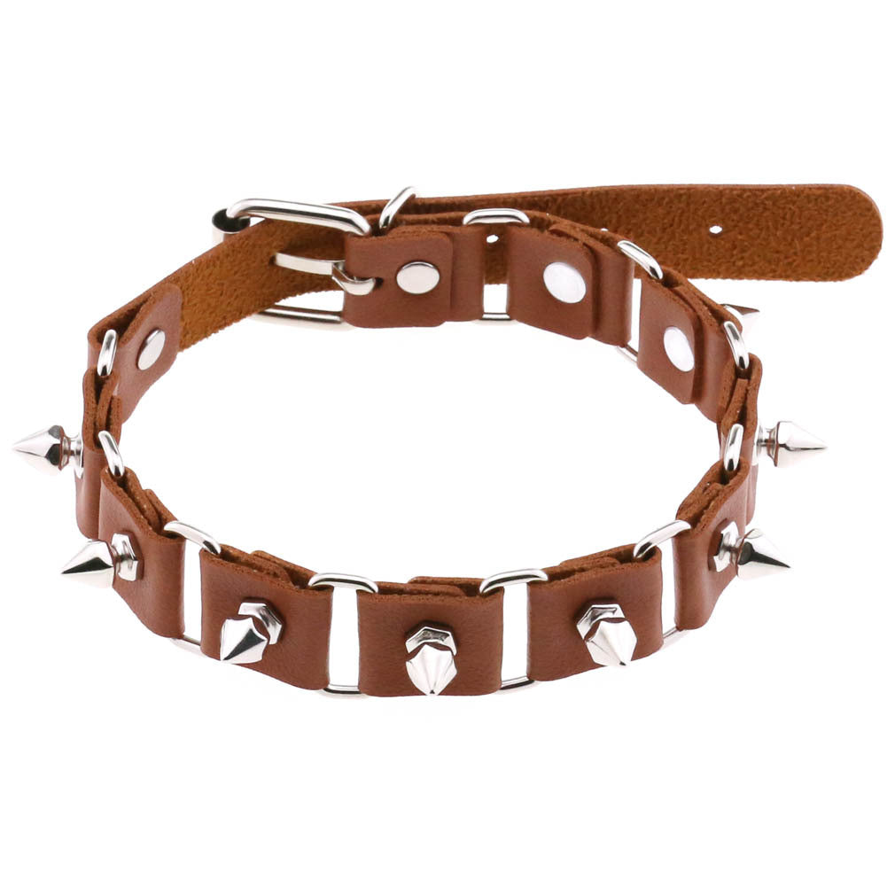 Gothic Elegant Stitching Neckband Personality Trend Buckle Spike Collar