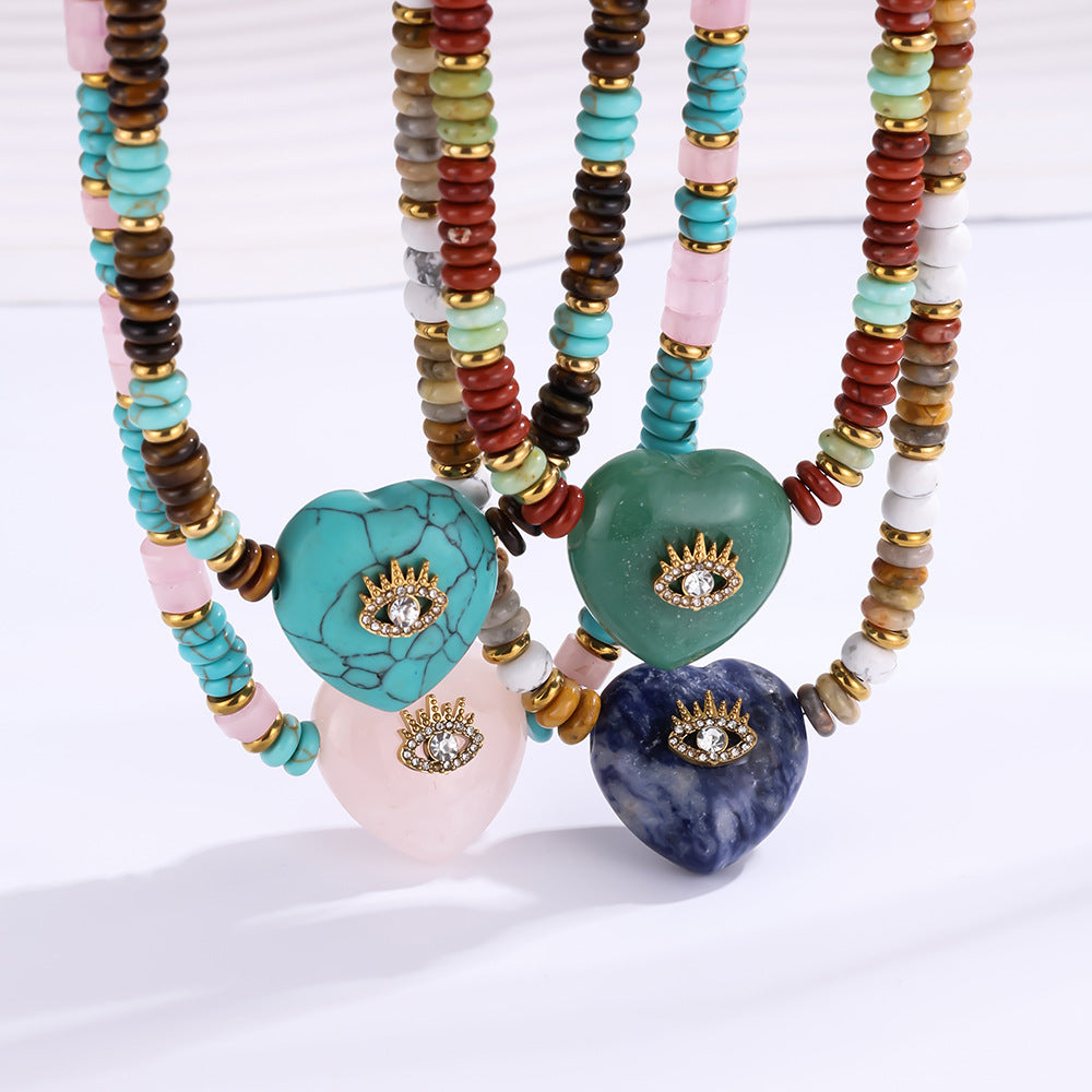 Bohemian Ethnic Style Beaded Devil's Eye Love Natural Stone Necklaces