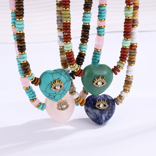 Bohemian Ethnic Style Beaded Devil's Eye Love Natural Stone Necklaces