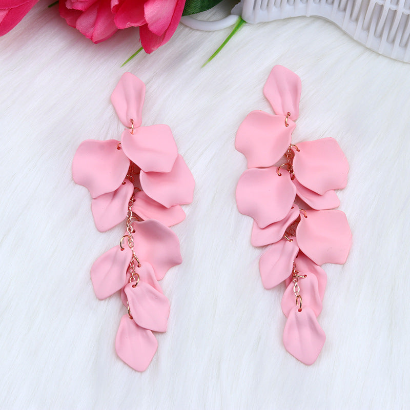 Women's Fashion Personality Tassel Petals Candy Color Design Earrings