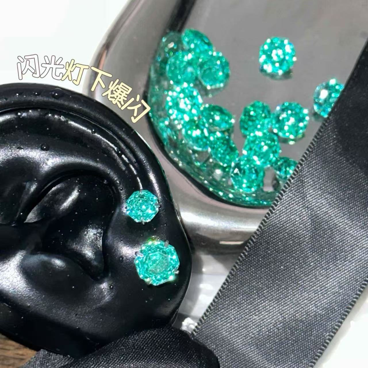 Rose Cut Zircon Medical Titanium Alloy Ear Bone Stud Earrings